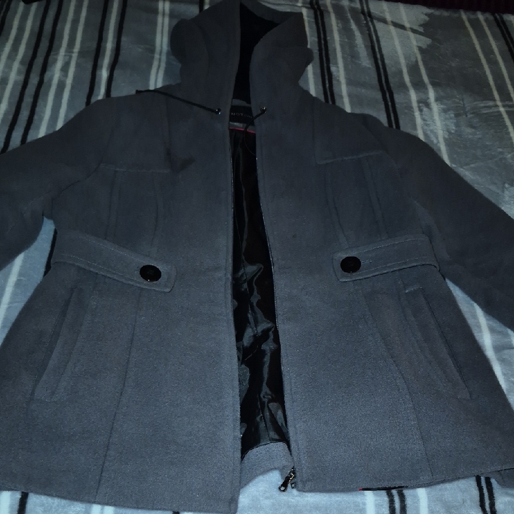 Covington Men's Hooded Pea Coat in Charcoal Gray